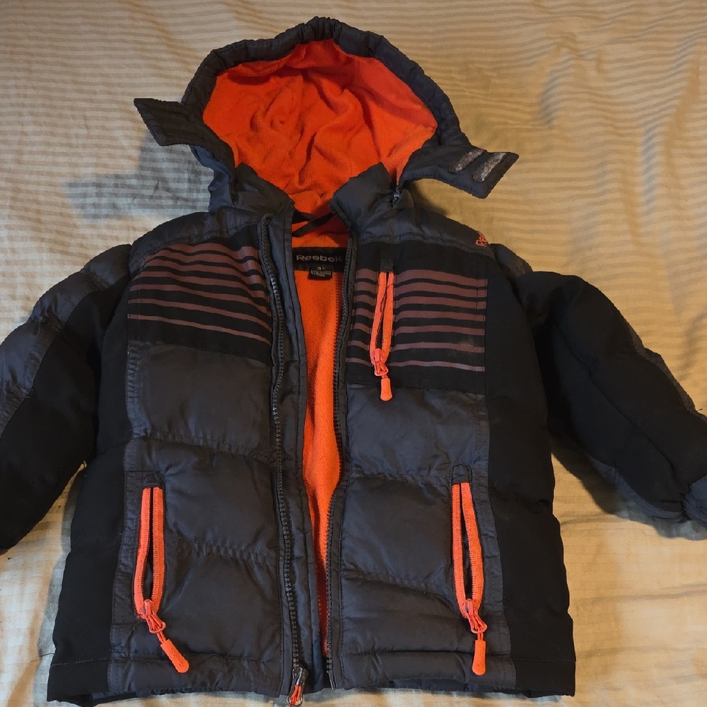 Reebok Kids Puffer Jacket in Black and Orange